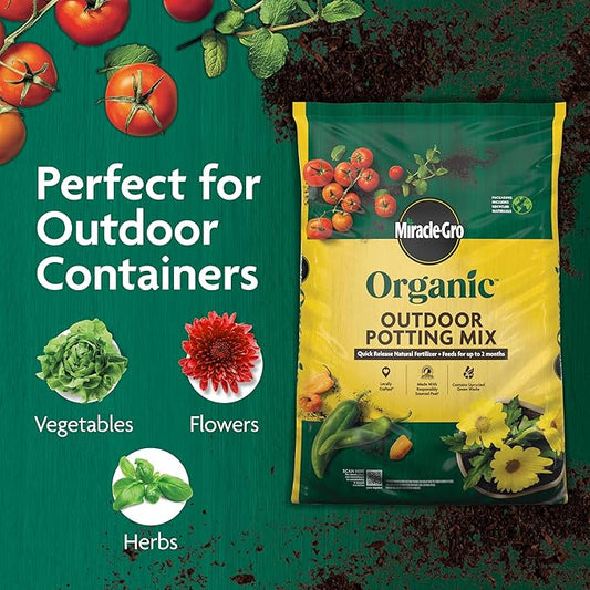 Miracle-GRO Organic Outdoor Potting Mix, for Outdoor Container Plants, Contains Quick-Release Natural Fertilizer, OMRI Listed, 16 qt.