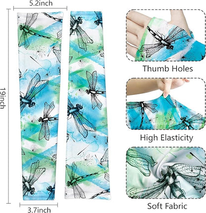 Buwuta Garden Sleeves for Women Dragonfly Sun Protection Sleeves Anti-Scratch Arm Cooling Sleeves for Farmers Sports
