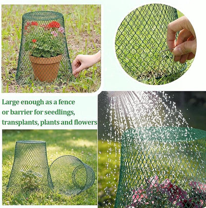 Therwen 15 Pcs Large Chicken Wire Cloche Plant Protector Cover 11x12 Inch Metal Garden Cloche Dome for Plants Wire Protection Basket with Garden Stakes Plant Cages from Animals (Green)