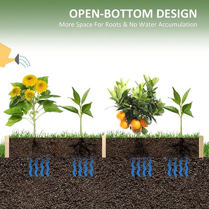 Outsunny 8x2ft Wooden Raised Garden Bed Kit, Outdoor Elevated Planter Box, Self Draining Bottom and Liner, Patio to Grow Vegetables, Herbs, and Flowers, Natural