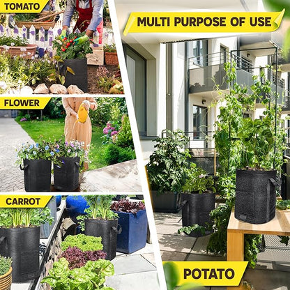 [Upgraded] 2PCS 20-Gallon Potato Grow Bags with Unique Harvest Window, Visible Window, Garden Planting Bag with Reinforced Handle, Nonwoven Fabric Pots for Tomato, Potato Growing Container - Black