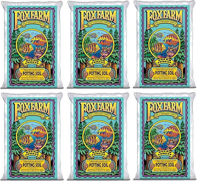 FoxFarm Ocean Forest Potting Soil, 1.5cu ft (Pack of 6) - Light, Aerated Texture, Designed for All Container Plants - pH Adjusted for Optimal Nutrient Uptake, Effectively Retains Moisture
