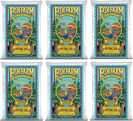 FoxFarm Ocean Forest Potting Soil, 1.5cu ft (Pack of 6) - Light, Aerated Texture, Designed for All Container Plants - pH Adjusted for Optimal Nutrient Uptake, Effectively Retains Moisture