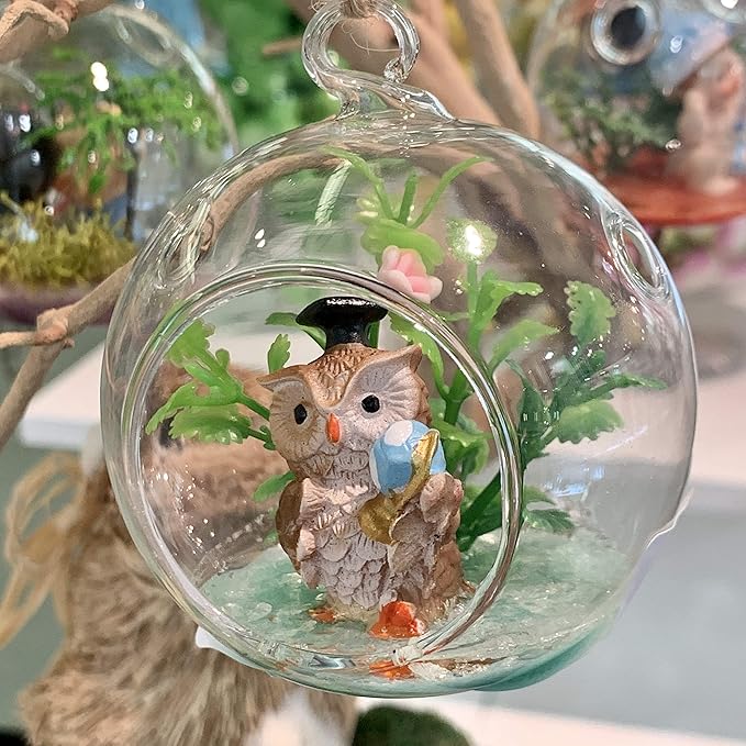 WGV Hanging Terrarium Globe, Width 3", Height 4", DIY Air Succulent Planter, Clear Glass Vase Orb with Flat Bottom, Candle Holder for Windowsill Outdoor Garden Decor, 1 Piece