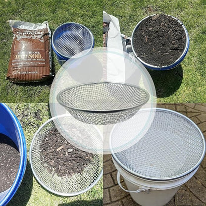 1/8 Inch Soil Sifter for Gardening, Rock Sifter for 5gallon,Compost Sifter Dirt Sifter,Captures Dirt Rocks Sawdust