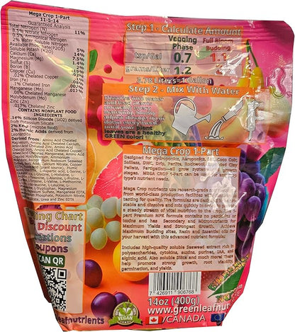 Mega Crop 1-Part Complete Base Nutrient - Hydroponic and Soil Fertilizer for Plants with Organics – Easy to Use for Max harvests - makes 100+ Gallons