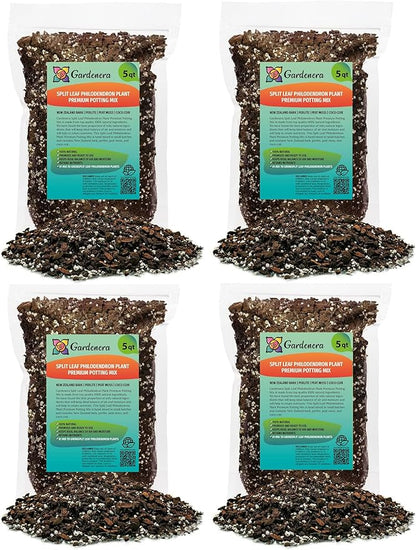 Soil Mix for Split Leaf Philodendron - Trusted by Experts for Healthy and Strong Plants by Gardenera - 20 Quart (4 Bags of 5 Quart)