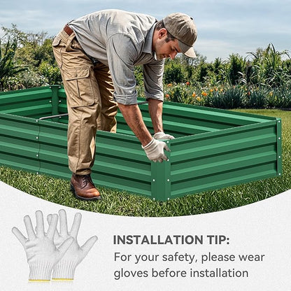 YITAHOME 72x36x12 in 2pcs Galvanized Raised Garden Bed Kit, Large Metal Planter Box with Gloves & Support Rod, Outdoor Flower Bed for Plants Vegetables, Black