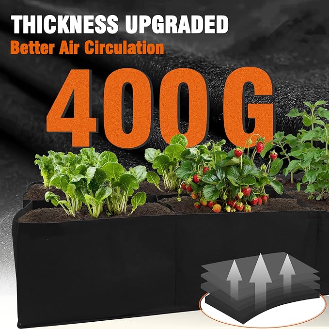 Gardzen 2 Pack Fabric Raised Garden Beds, 3x6x1 FT - 8 Grids Grow Bed for Square Foot Gardening, Planting Box for Vegetables, Herbs, Flowers