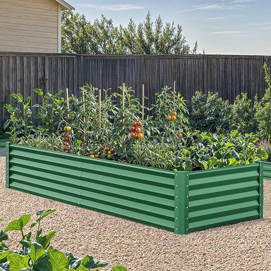 YITAHOME 72x36x18 in Galvanized Raised Garden Bed Kit, Large Metal Planter Box with Gloves & Support Rod, Outdoor Flower Bed for Plants Vegetables, Green