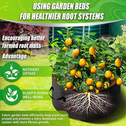 50 Gallon Grow Bags- 3x1ft Fabric Raised Garden Beds for Outdoor, Use for Herbs Breathable & Sturdy Planter Box, Round Plant Growing Container Raised Flower Bed