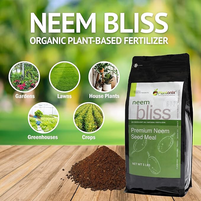 Perlite Bliss (8 Qts) + Neem Bliss (5lbs) - Organic Perlite for Plants & Neem Cake for Plants - Perlite for Gardening - Neem Seed Meal Fertilizer - Neem Powder for Plants - Garden Soil Potting Mix