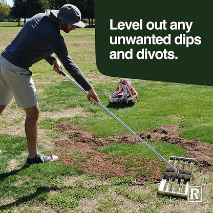 Rocklin™ Lawn Leveling Rake – 22” x 10” Stainless Steel Leveling Tool with 78” Handle | Smooth & Level Soil, Sand or Grass | Durable Leveling Tool for Lawn, Yard and Garden