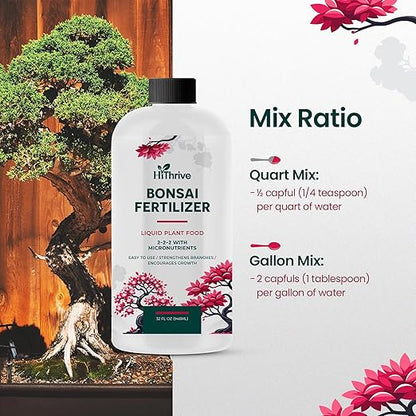32oz Bonsai Tree Live Liquid Plant Food - Makes 64 Gallons of Bonsai Fertilizer Liquid, Premium Macronutrient Formula Enriched with Micronutrients for Healthy Roots, Branching & Foliage