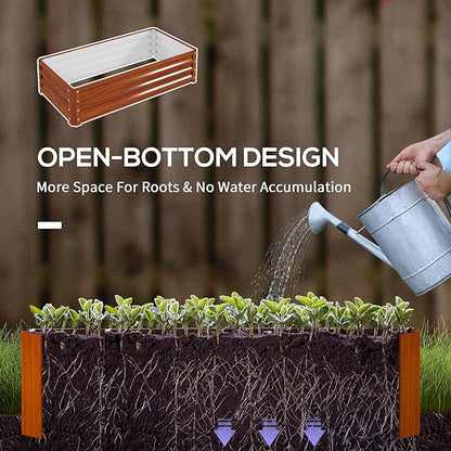 Outsunny Galvanized Raised Garden Bed, 4' x 2' x 1' Metal Planter Box, for Growing Vegetables, Flowers, Herbs, Succulents, Brown