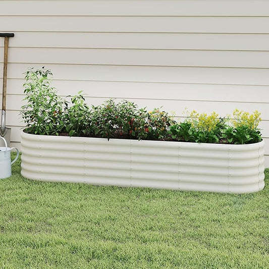 DDK Galvanized Raised Garden Bed, Outdoor Planter Bed, 8x2x1.5ft Metal Planter Box for Gardening and Planting,MW