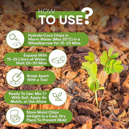 Coco Coir Chips Brick for Plants (11lb) – Washed, Compressed Coconut Husk Chips Expands to 50L / 1.8 cu ft for Orchids, Soil Mixes, Mulch & Reptile Bedding