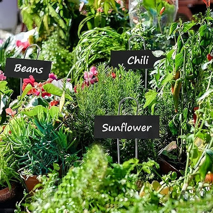 Rustproof Metal Plant Labels 50-Pack with Marker Pen, Angled Garden Markers for Seedlings Herbs Vegetables, Waterproof Coating Iron Tags (3.54x10.63in)