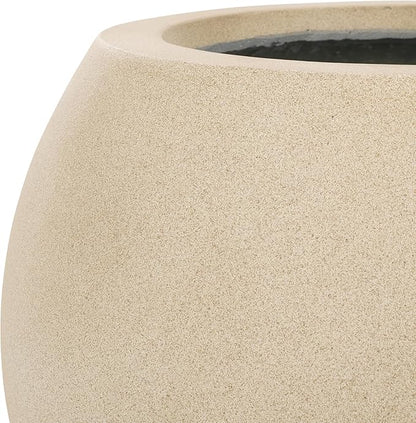 SAFAVIEH Outdoor Collection Gerand Modern Beige Concrete Ficonstone Sphere Planter Pot