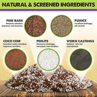 DUSPRO Recycle Tropical Potting Mix Pre-Mixed 5in1 with Pine Bark, Coco Coir, Perlite, Worm Casting & Pumice Ideal Aroid Mix Soil for Monstera, Pothos, Philodendron, Other Indoor HousePlants 4QRT