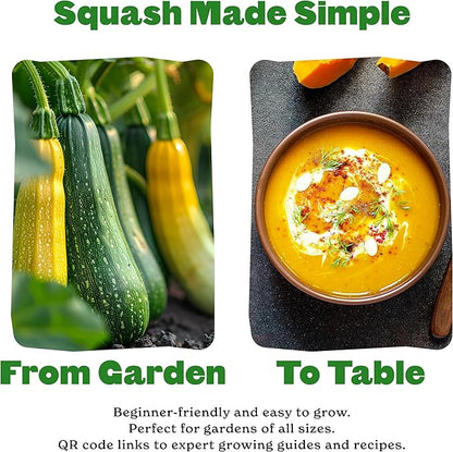 Epic Gardening Squash Seed Bundle - 3 Non-GMO Varieties, Includes Golden Zucchini, Cocozelle & Honeybaby, Perfect for Roasting, Soups, Baking & Versatile Cooking, Great for Backyard Gardens