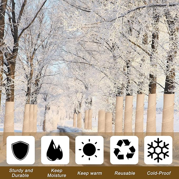 Natural Burlap Tree Wrap Burlap Rolls for Gardening Tree Trunk Wrap Fabric Tree Protector Burlap Wrap Plants Bandage for Keeping Warm and Moisturizing (4 Rolls,4.7 Inches Width)