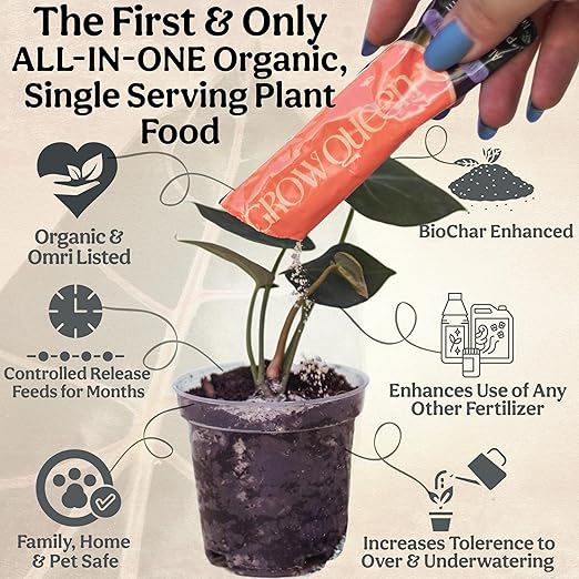 All-in-One Complete Organic Plant Food, Indoor Plant Fertilizer, for Houseplants, Organic Fertilizer for Vegetable Gardens, 11 Formulated Single Servings Feeds 22 gal Fast and Slow Release