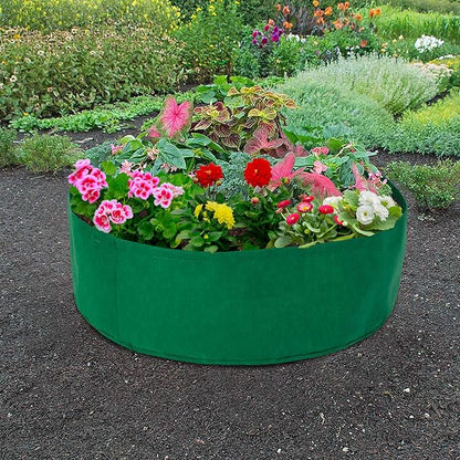 Firlar 2 Pack Fabric Raised Garden Bed, 50 Gallon Planting Bed Round Raised Planter Grow Bag Garden Bed Bag Planter Container for Plants, Herb, Flowers and Vegetables, Green