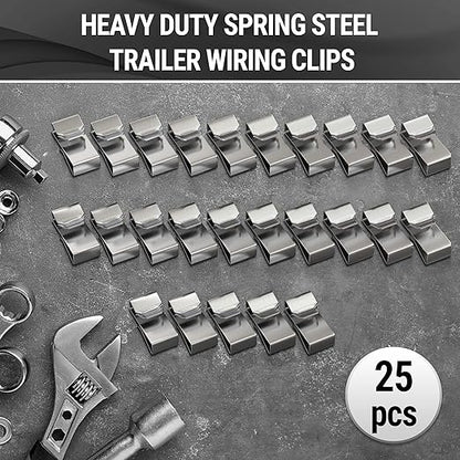 25 PCS 18mm/0.72inch Metal Trailer Wire Clips - Wire Management for Boat, Cargo, Camper, Snowmobile Trailers