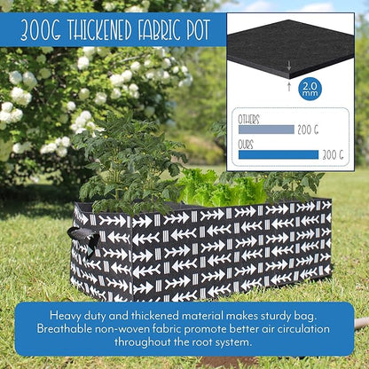 Giant Rectangular Grow Bag (30-Gallon); 3-Section Large Decorative Fabric Raised Bed Planter, 3 x 1.3 x 1 Foot