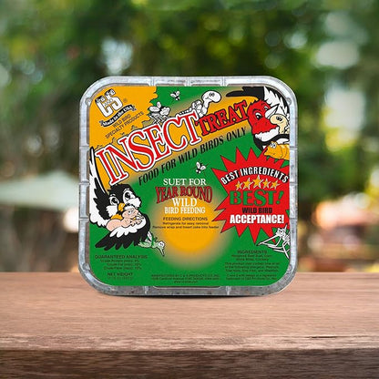 C&S Insect Suet Treat, Suet Cakes for Wild Birds, 11.75 Ounces, Pack of 8