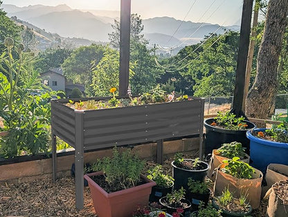Galvanized Raised Garden Beds Outdoor with Legs // 48×24×31in Elevated Planter Box for Vegetables, Flowers (Gray) // Large Metal Garden Bed for Backyard Patio Gardening
