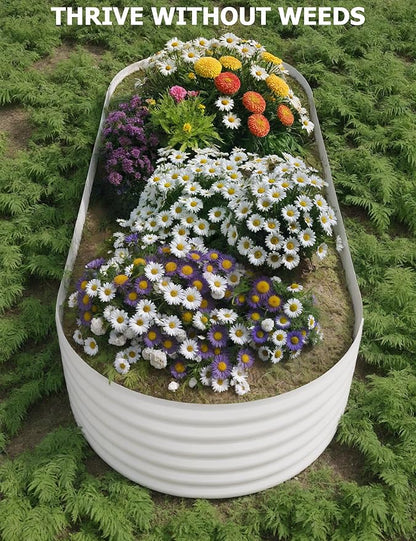 GarveeLife 8x4x1.5 ft Galvanized Raised Garden Bed - 18“ Tall Metal Planter Box for Vegetables, Flowers, Herbs, Rust-Resistant Outdoor Garden Box, Easy Assembly Raised Beds for Gardening, Beige