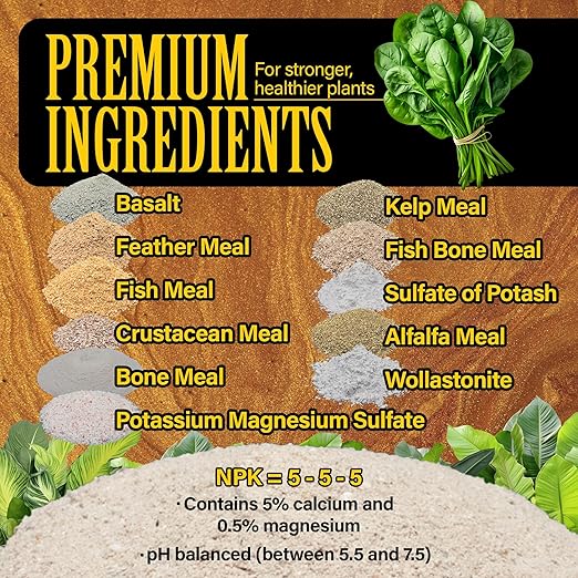 Royal Gold Crown Jewels Organic All Purpose 5-5-5 Dry Soluble Fertilizer, 1 lb - Excellent for Pre-Amending Soils, Top-Dress Applications, in Composts and Nutrient Teas