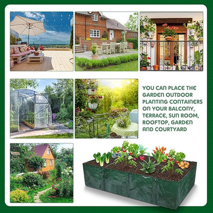 Woanger 4 Pcs Fabric Raised Garden Beds Planters 35 Gallon Plant Grow Bags with 8 Grid, Drainage Holes Vegetable Planter Rectangle Garden Containers for Vegetables Outdoor Fabric Pots for Flower Fruit