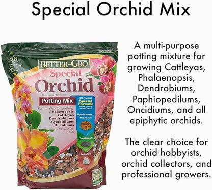 Better-Gro Sphagnum Moss - 100% Natural, Long-Fiber Moss for Orchids, Ferns, and Host & Better-Gro Special Orchid Mix - Premium Grade Orchid Bark Potting Mix for Potting, Repotting, Enhanced