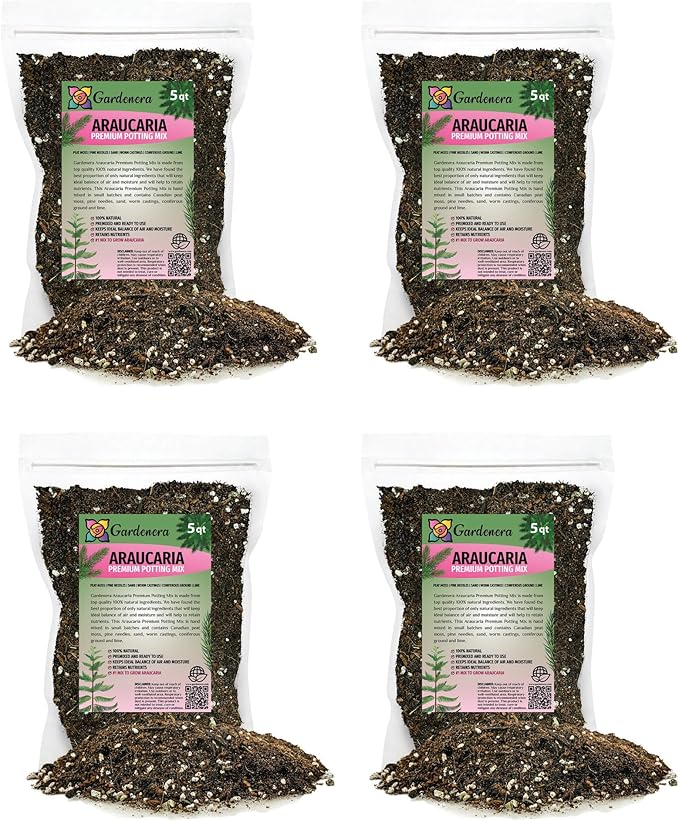 GARDENERA Premium Araucaria Potting Soil Mix - Perfect Balance of Nutrients, Drainage, and Aeration for Healthy Araucaria Trees - 20 Quart