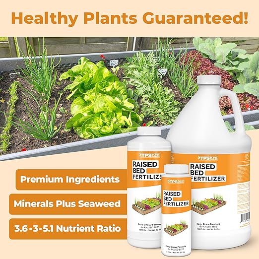 Raised Bed Fertilizer for Vegetables, Herbs, and Flowers, Balanced Nutrients for Container and Box Gardens, Liquid Fertilizer by TPS Plant Foods, 8oz (250ml)