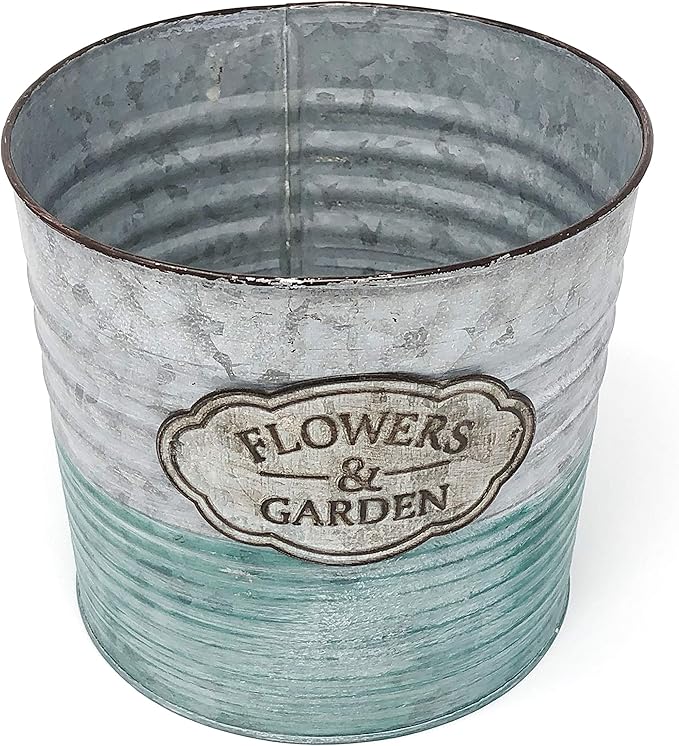 allgala Galvanized Planter Pot Indoor and Outdoor Decoration-7"-HD60073