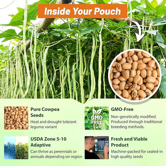 Outsidepride Cowpeas Seeds - 50 lbs Heat & Drought-Tolerant, Nutrient-Rich Cowpea Seeds for Cover Crops, Food Plots, Forage - Ideal for Planting, Enhancing Soil Health, and Improving Soil Fertility