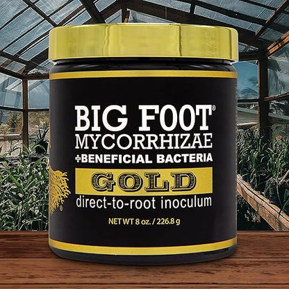 Big Foot Gold Mycorrhizal Fungi - 127 x More Concentrated Than Competition- 950 Million CFU/gram Bacteria, 400 Spores per gram. Treats 10,800 Plants (8 oz)