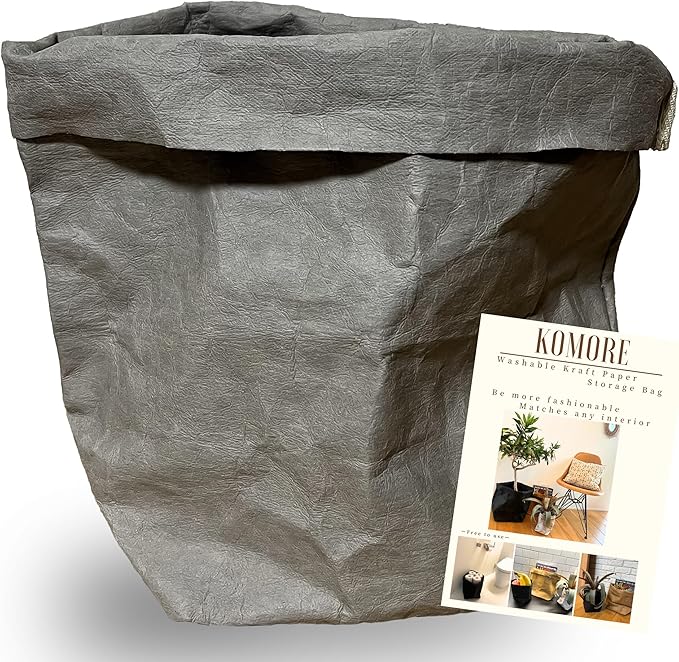 Planter Cover, Washable Kraft Paper Storage Bag, Interior, Case, Special Kraft Paper, Durable, Foldable, Toy Box, Stylish, Reliable Japanese Company, (Gray, Small)