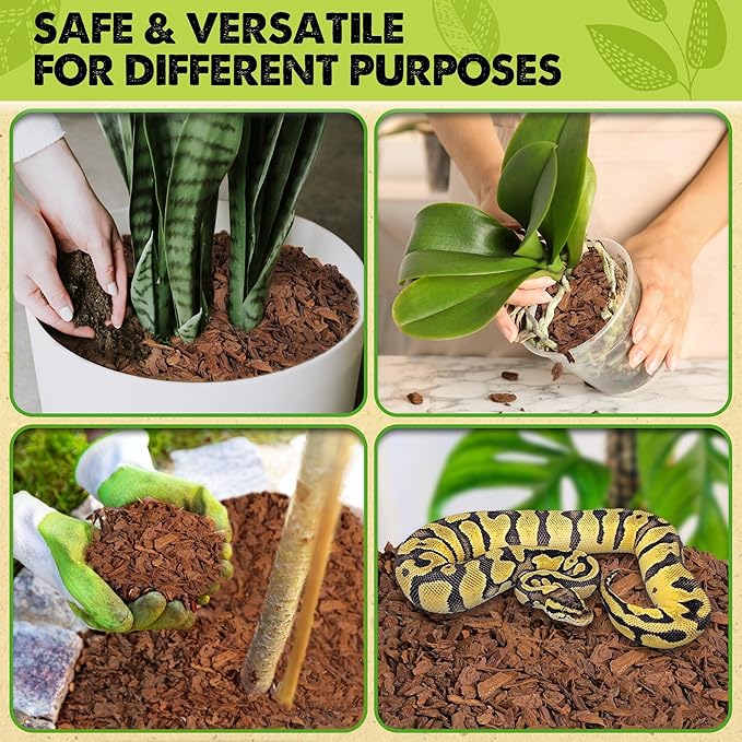 DUSPRO Recycle Orchid Bark Bulk for Plants, Optimal Texture Bark for Orchids Potting, Ideal Wood Chips for Plants (2 Quart)