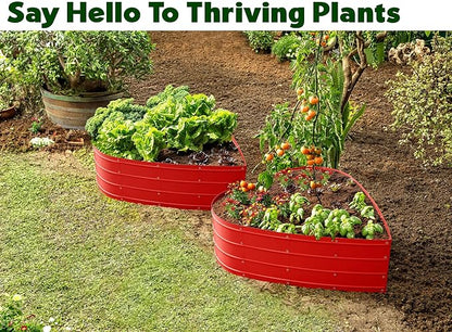 Plant & Plot Galvanized Raised Garden Beds Outdoor // Planter Raised Beds for Gardening, Vegetables, Flowers // Large Metal Garden Box (Red) // Tool-Free Assembly