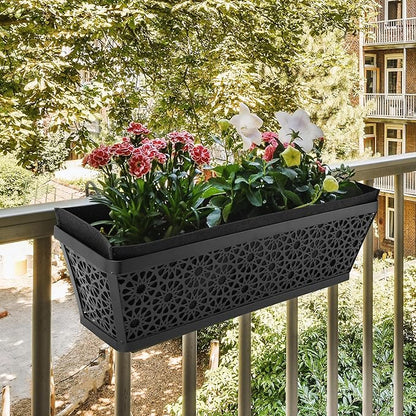 Adnee 2 Pcs 24 Inch Fabric Plant Window Box Liners-Rectangular Non-Woven Planter Basket Liner-Black Felt Flower Hanging Basket for Outdoor Garden Wall Hanging Planter Flower Vegetables