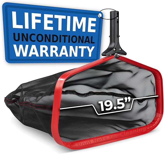 ProTuff 19" Fine Pool Net for PROS – “490 Promise” Unlimited Unconditional Replacement – Cleans 3X Faster Than Vacuum – Wide Pool Skimmer Net with Deep Bag for Easy Maintenance of Leaves, Bugs, Debris