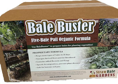Straw Bale Gardening Five Bale Preparation kit with 100% Organic Formulation Blood Meal 18 lbs Includes Bacteria and Fungi Spores