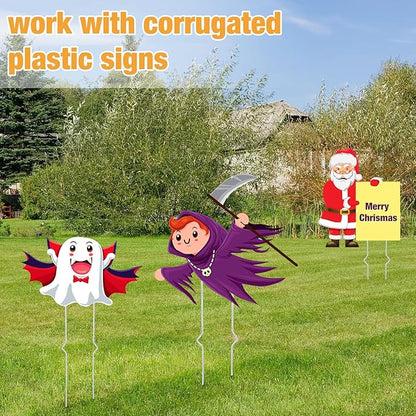 Tatuo 200 Pcs Yard Sign Stakes Heavy Duty 16.5'' Wire Yard Stakes Alternative to H Frame Metal Reusable Sign Holder for Spring Summer Lawn Corrugated Plastic