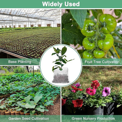 400-Pack Nursery Growing Bags, 4.3" x 4.3" Non-Woven Plant Nursery Bags, Fabric Seeding Pots Pouch for Seed Starting/Soil Transplant/Home Garden Supply [White]