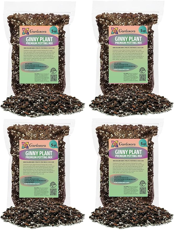 GARDENERA Monstera Ginny Soil Mix - Trusted by Experts for Strong and Healthy Plants - 20 Quart (4 Bags of 5 Quart)